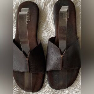 Women’s dark brown leather slides sandals by George, size 10